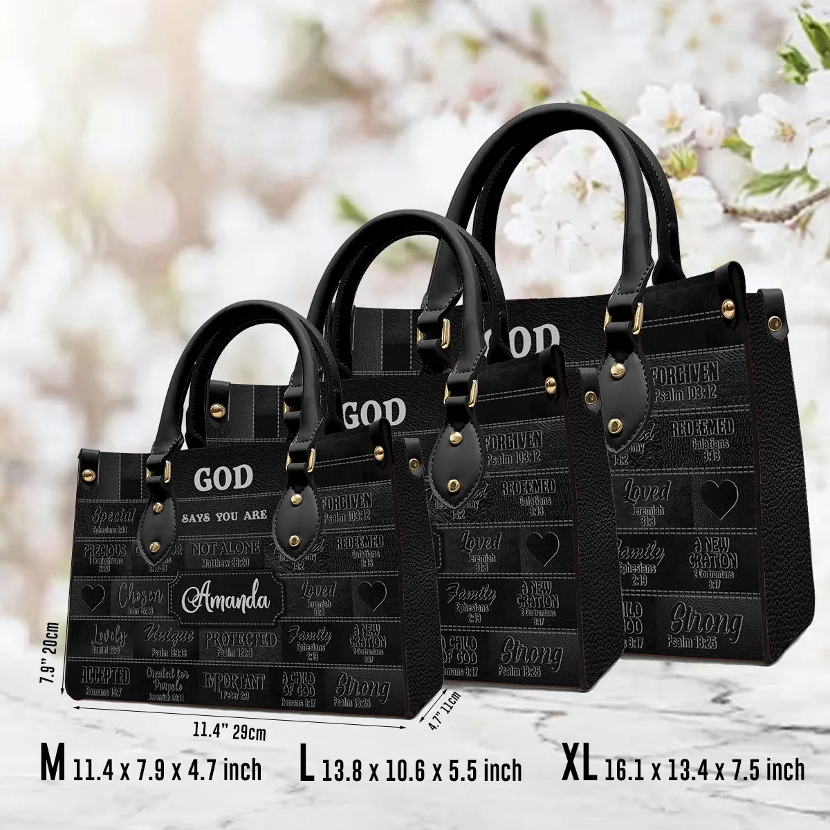 CHRISTIANARTBAG Personalized Faith Leather Tote - Custom Name Religious Leather Handbag - Christian Handbag.