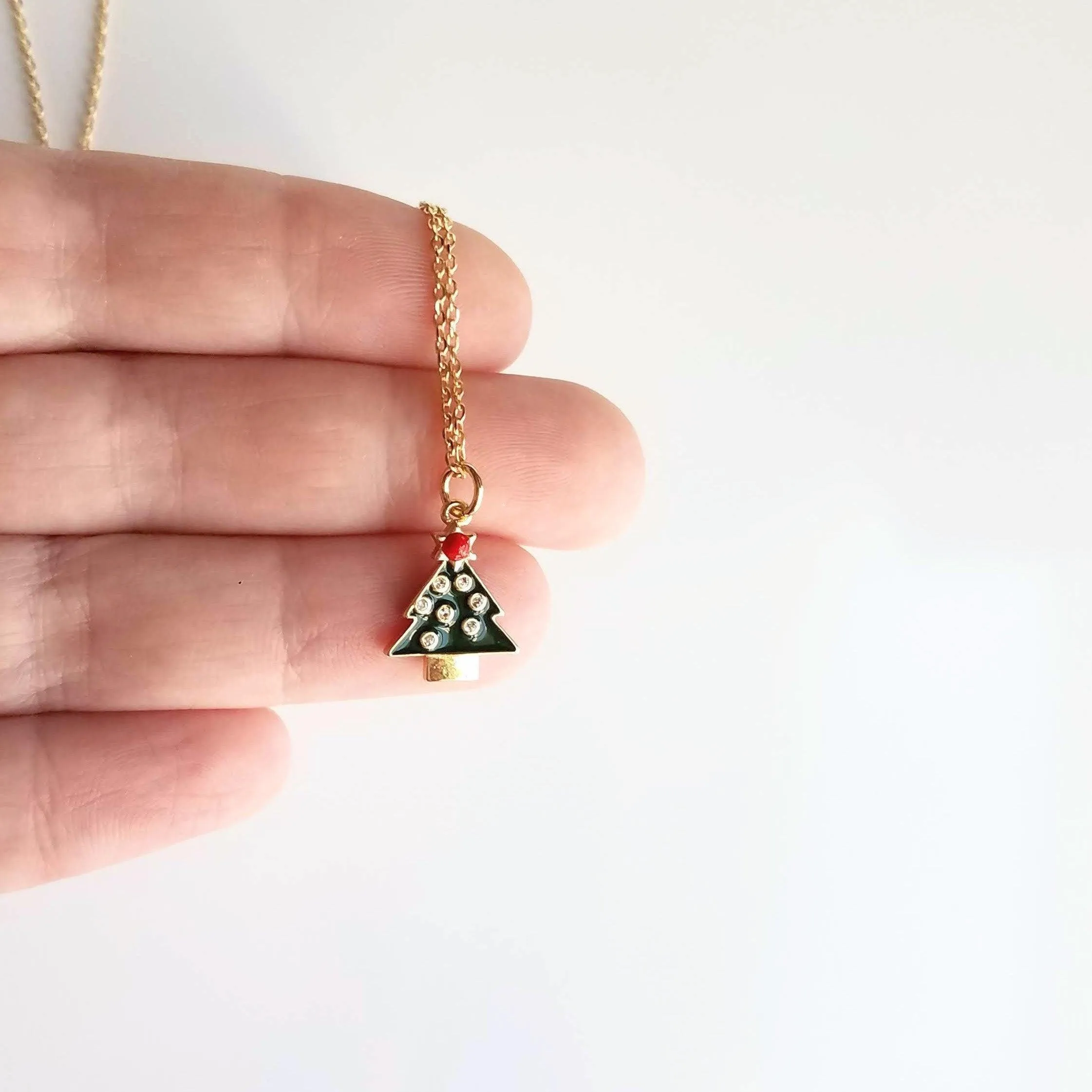 Christmas Tree Necklace, Christmas jewelry, xmas tree necklace, xmas necklace, xmas tree pendant, Christmas necklace, small Christmas tree
