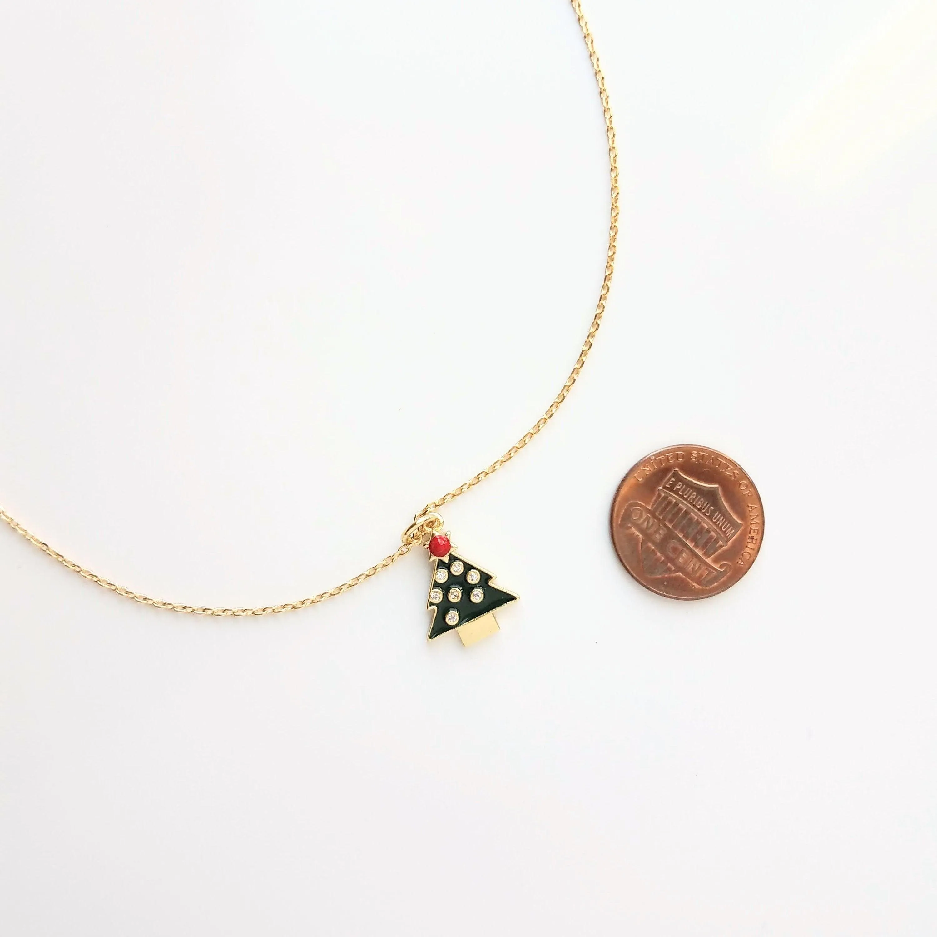 Christmas Tree Necklace, Christmas jewelry, xmas tree necklace, xmas necklace, xmas tree pendant, Christmas necklace, small Christmas tree