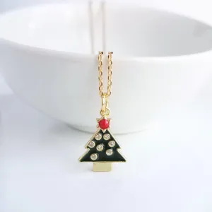 Christmas Tree Necklace, Christmas jewelry, xmas tree necklace, xmas necklace, xmas tree pendant, Christmas necklace, small Christmas tree