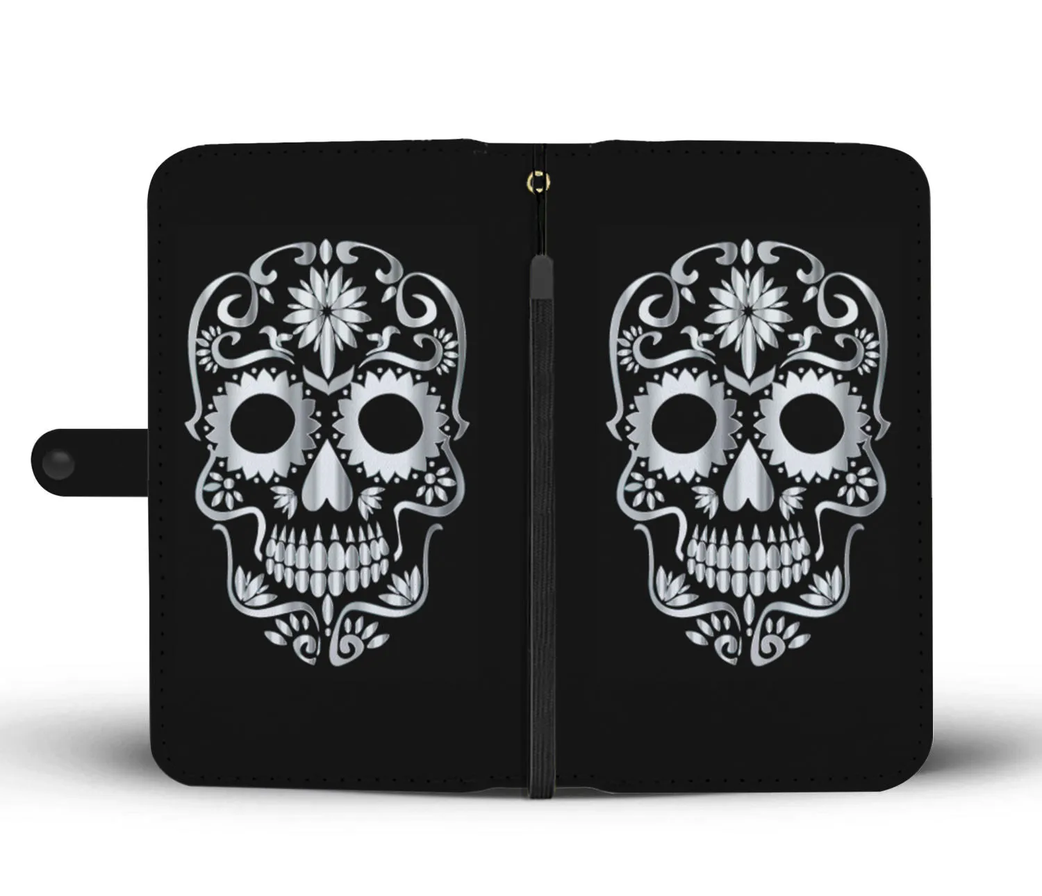 CHROME SUGAR SKULL WALLET / PHONE CASE