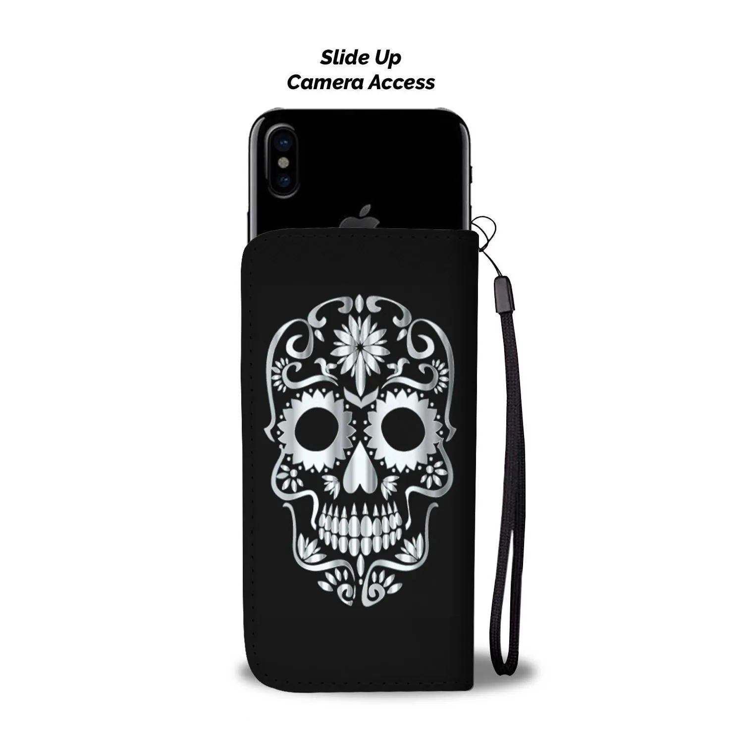 CHROME SUGAR SKULL WALLET / PHONE CASE