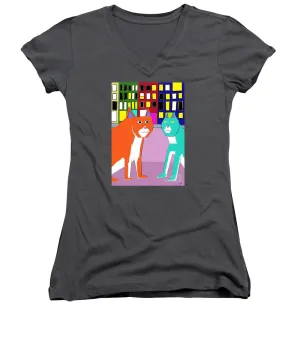 City Cats - Women's V-Neck T-Shirt (Junior Cut)