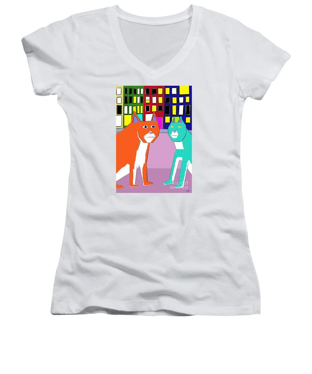 City Cats - Women's V-Neck T-Shirt (Junior Cut)