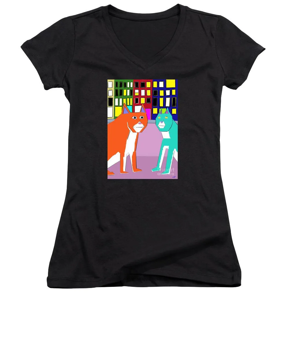 City Cats - Women's V-Neck T-Shirt (Junior Cut)
