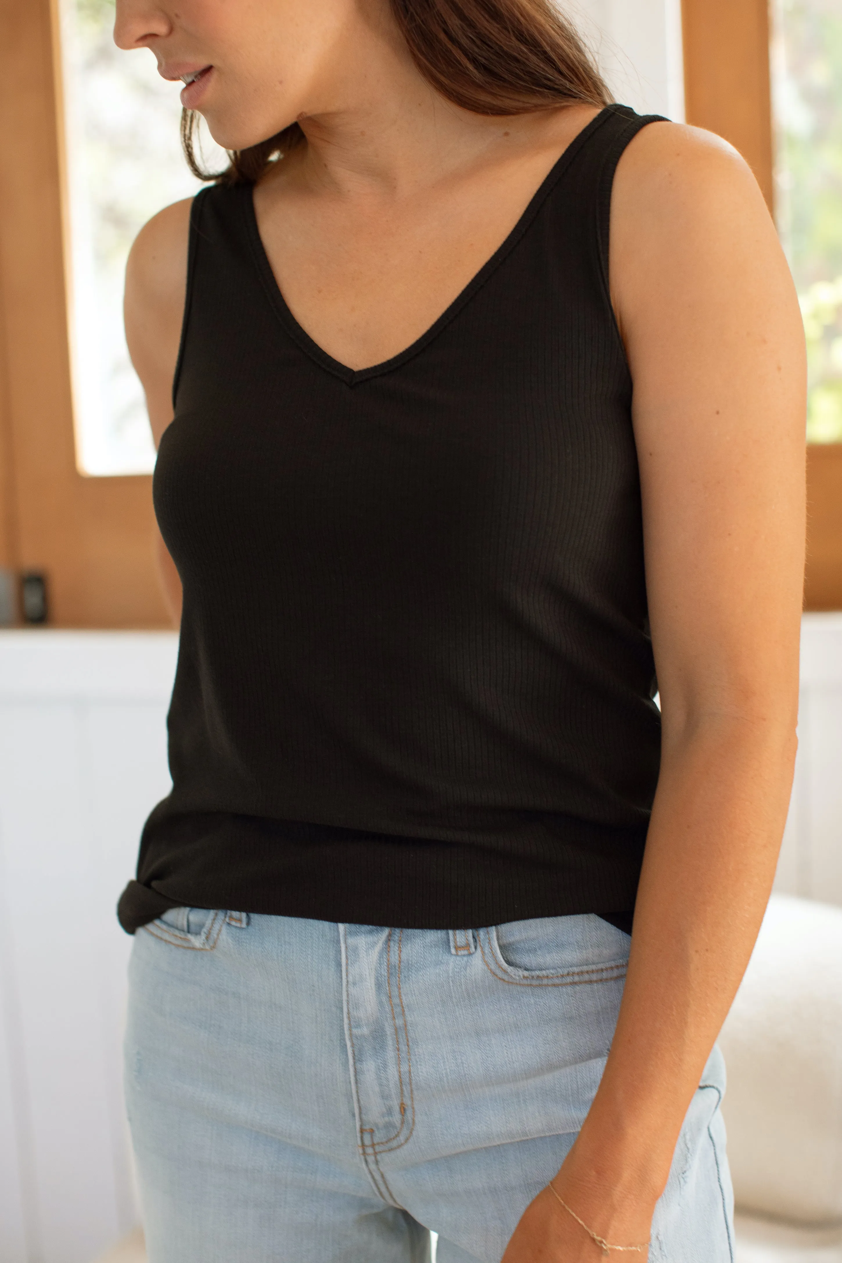 CJ's Favorite Ribbed V-Neck Tank
