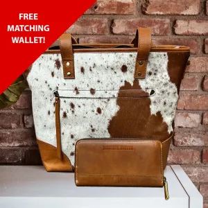Claire Cowhide Hair Zip Tote   FREE Matching Brown Wallet