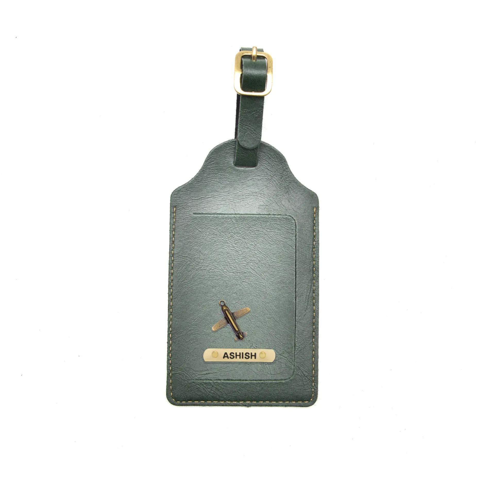 Classy Leather Customized Luggage Tag (Green)