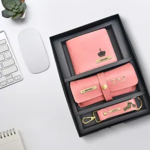 Classy Leather Customized Men's Combo (3 pcs) - Peach