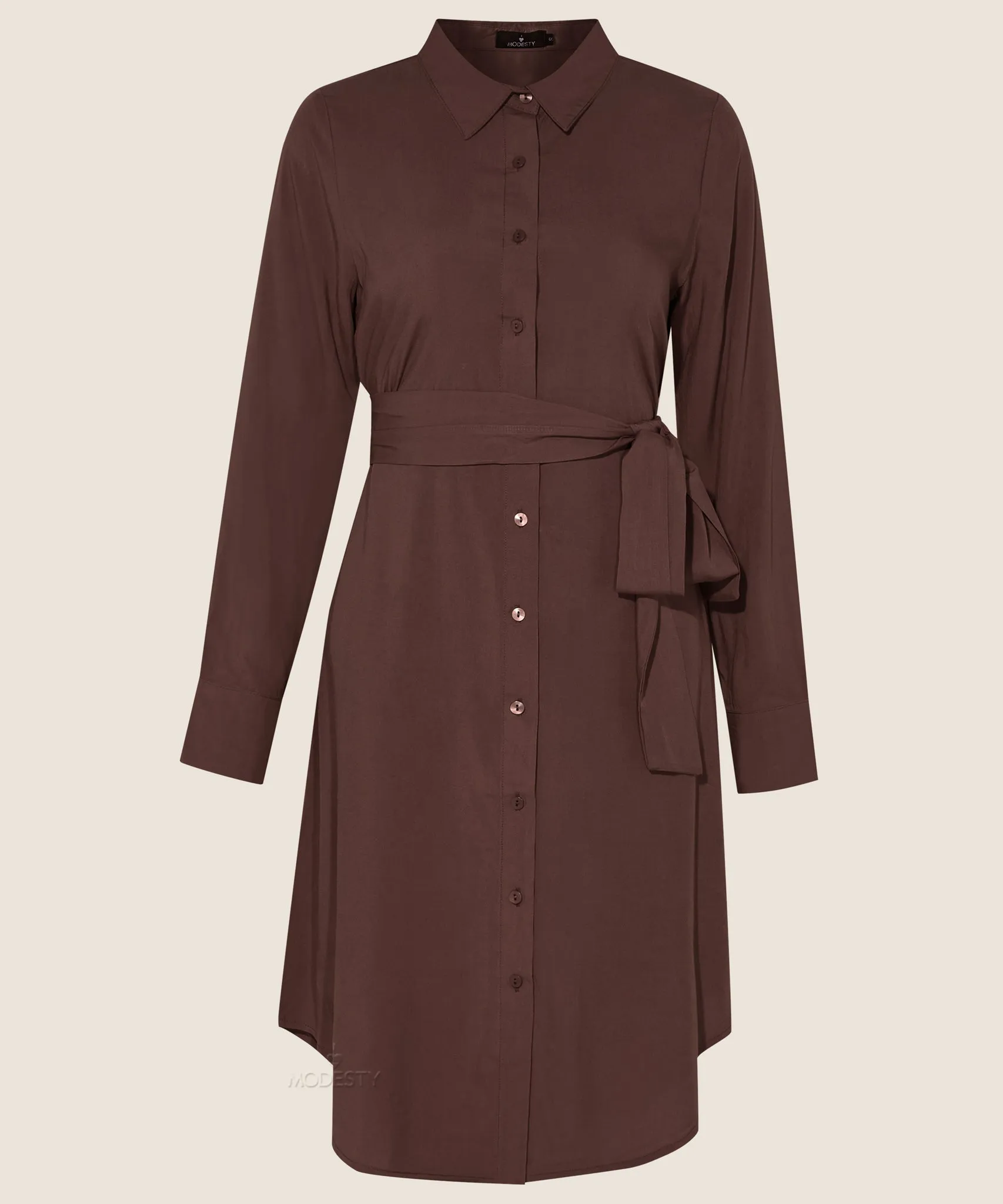 Cocoa Brown Button Down Long Sleeve Tunic