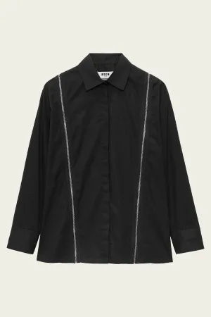 Collar Blouse with Zipper Details in Black