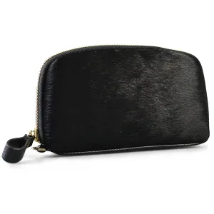 Collection Carmichael |  Ladies Black Cowhide Leather Phone Wristlet Wallet