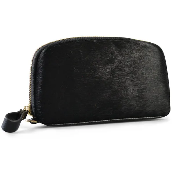 Collection Carmichael |  Ladies Black Cowhide Leather Phone Wristlet Wallet