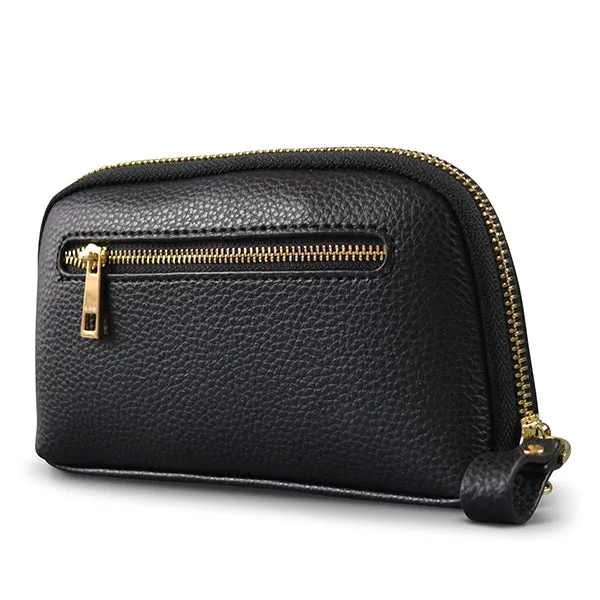 Collection Carmichael |  Ladies Black Cowhide Leather Phone Wristlet Wallet