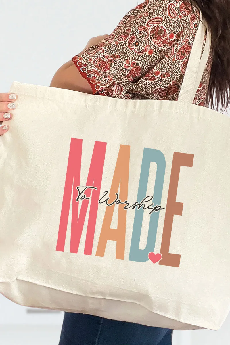Colorblock Made To Worship Canvas Jumbo Tote