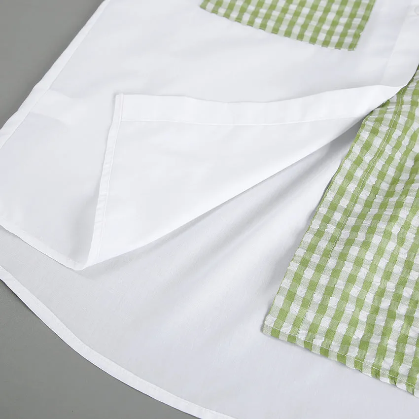 Colourblocked Shirt Collar Top