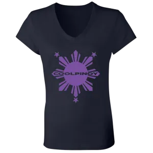 CoolPinoy Ube Ladies' Jersey V-Neck T-Shirt