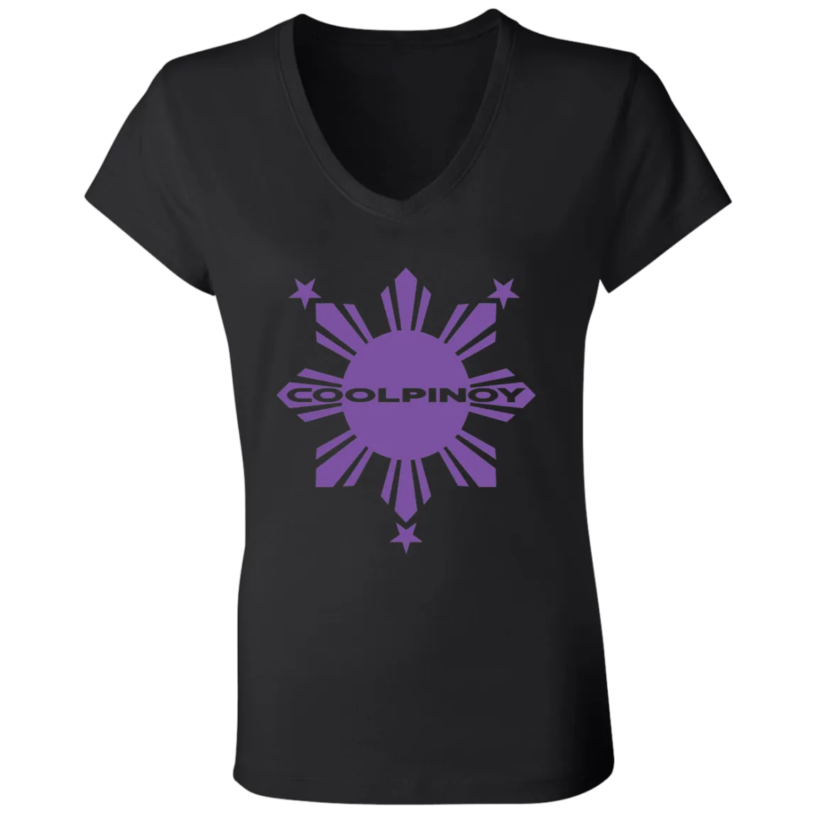 CoolPinoy Ube Ladies' Jersey V-Neck T-Shirt