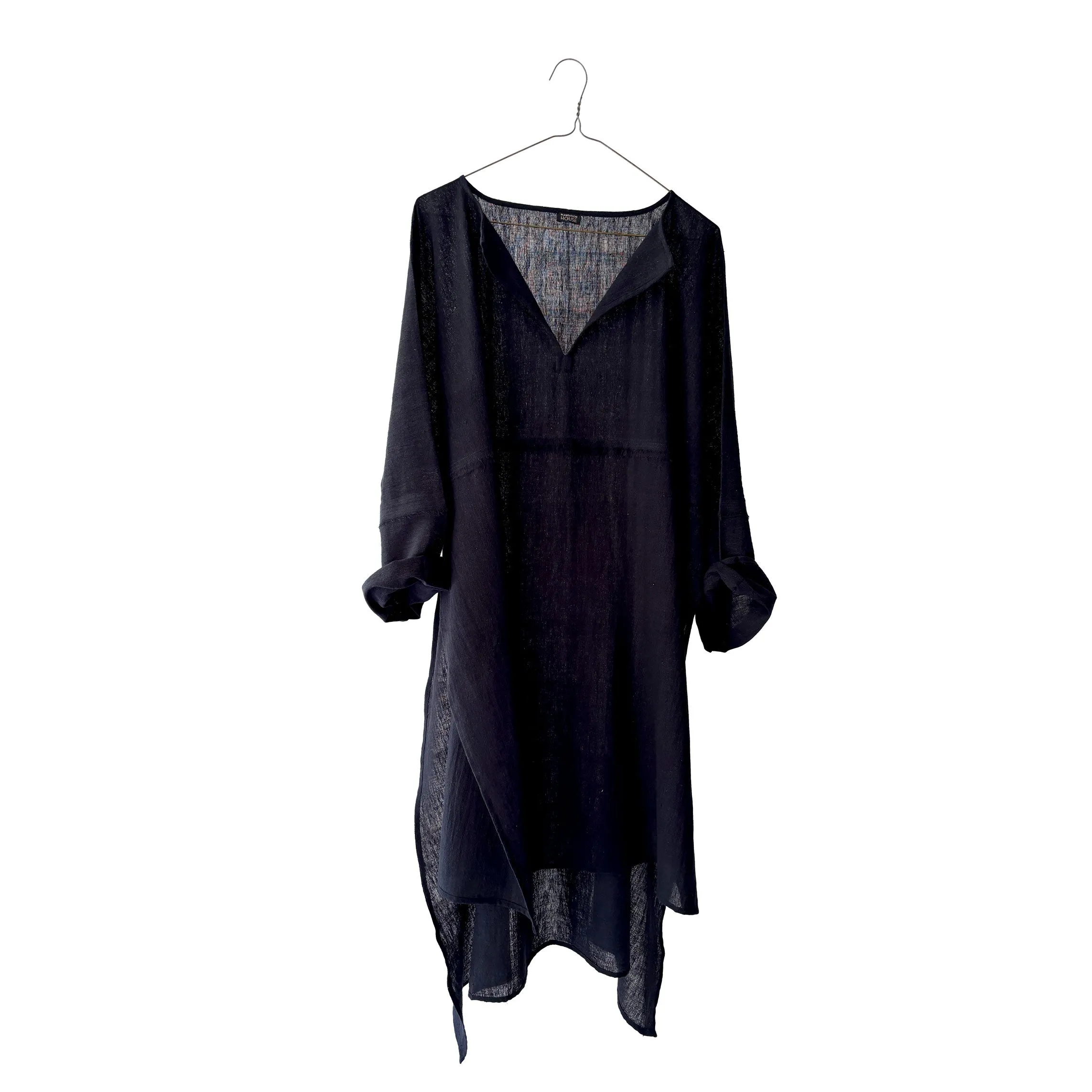 Cotton Semi-Sheer Up&Down Long Smock