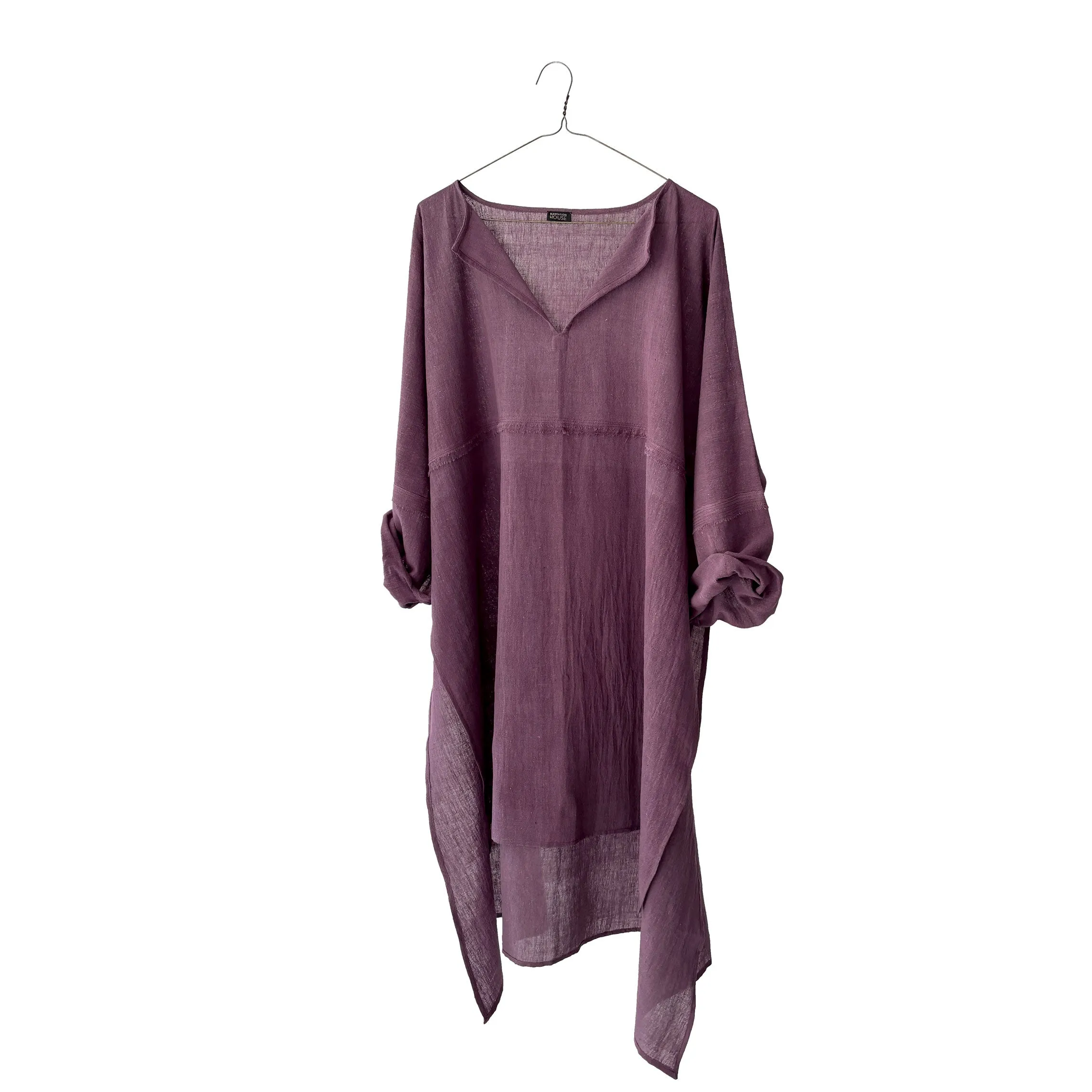 Cotton Semi-Sheer Up&Down Long Smock