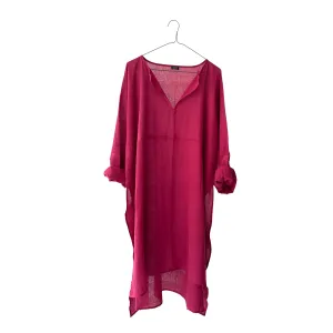 Cotton Semi-Sheer Up&Down Long Smock