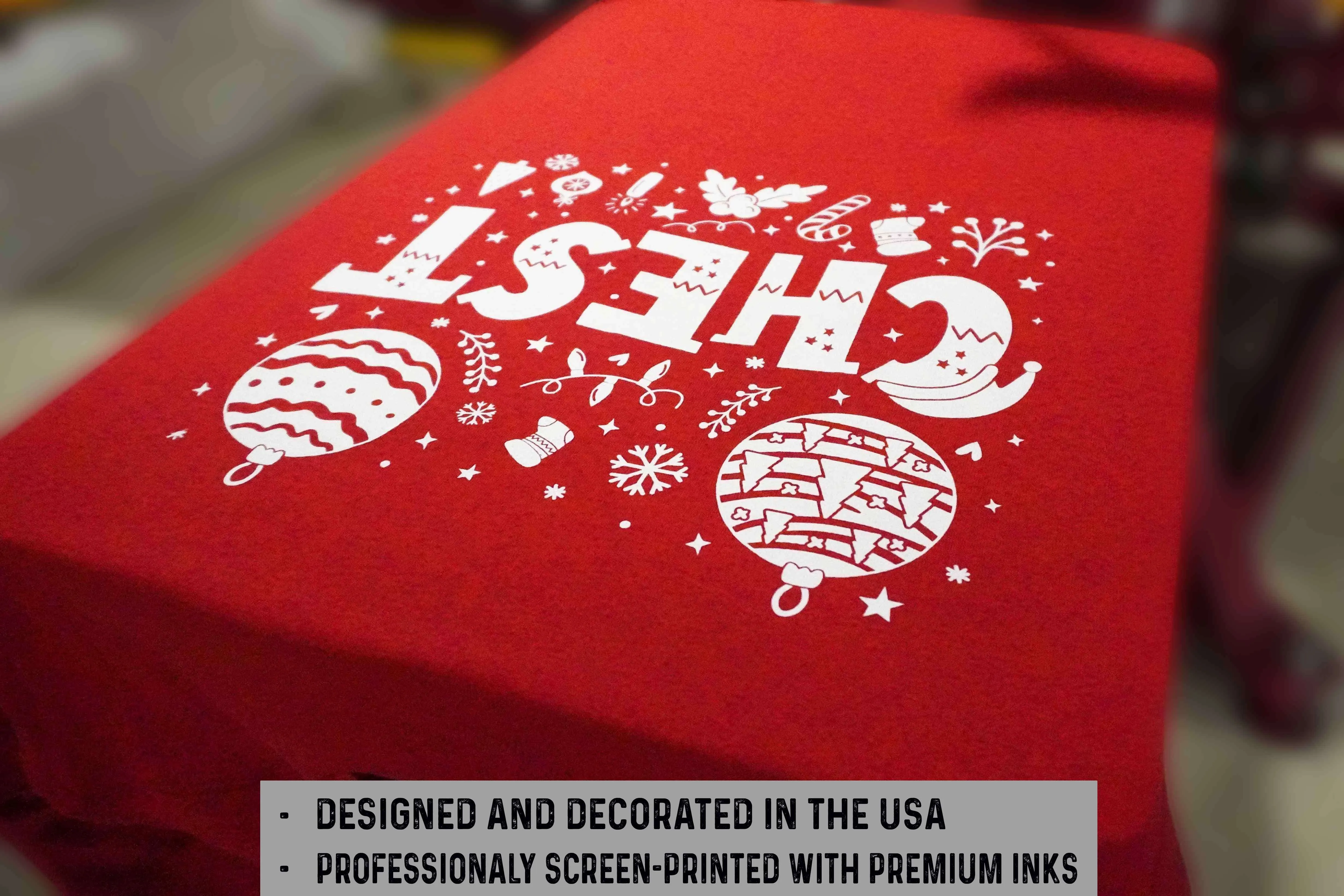 Couple matching green red long sleeve shirts Christmas funny Chestnuts Chest Nuts humorous ugly sweater party t-shirts