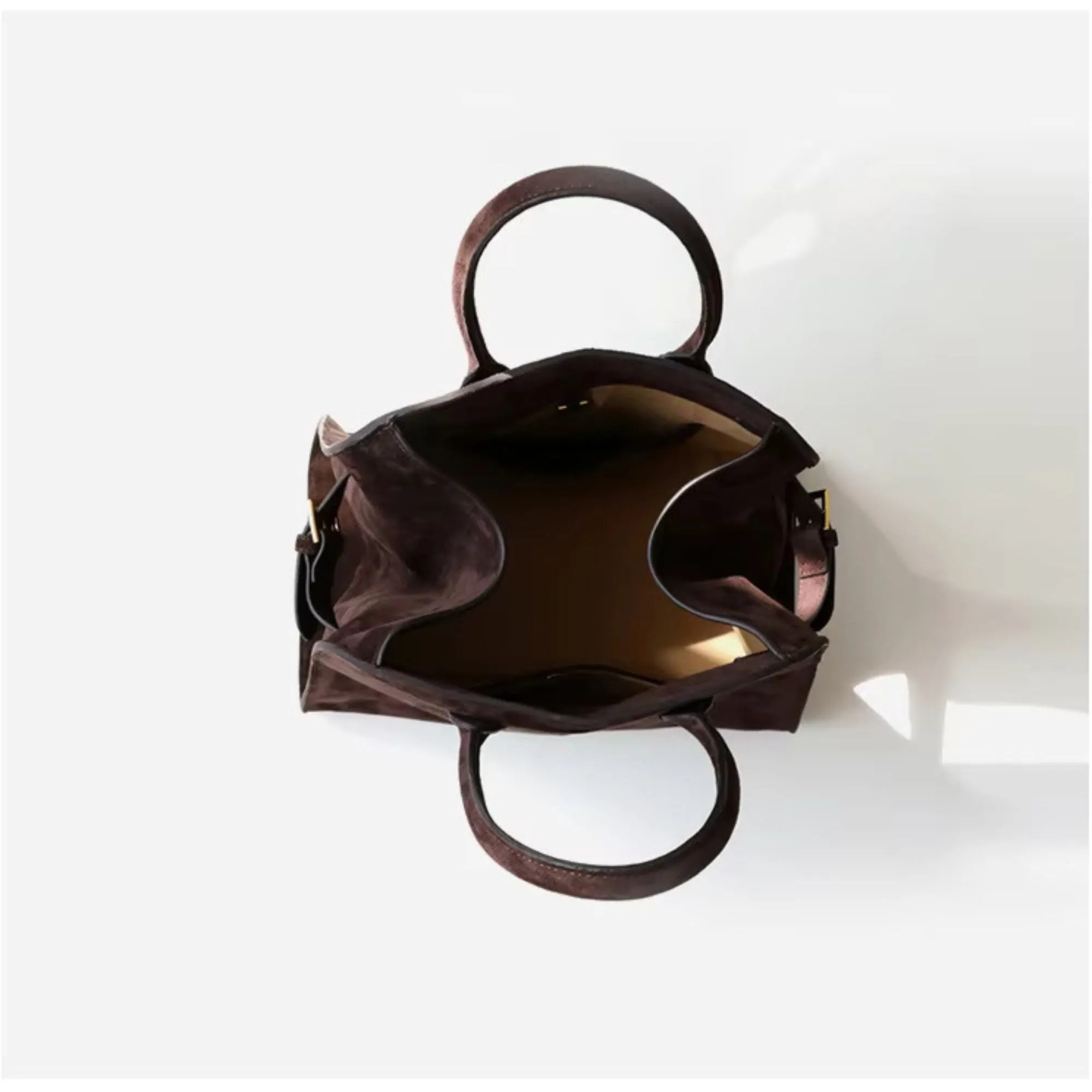 Cowhide Leather Retro Handbag | Suede Tote Bag
