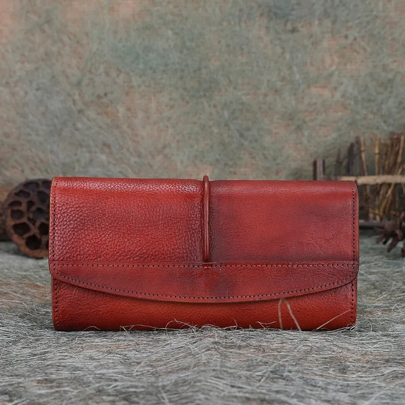 Cowhide Leather Trifold Wallet Women Long Genuine Leather Female Clutch Purse Hasp Female Phone Bag Girl Card Holder Pouch