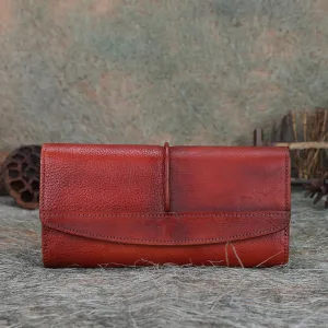 Cowhide Leather Trifold Wallet Women Long Genuine Leather Female Clutch Purse Hasp Female Phone Bag Girl Card Holder Pouch