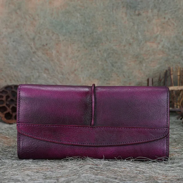 Cowhide Leather Trifold Wallet Women Long Genuine Leather Female Clutch Purse Hasp Female Phone Bag Girl Card Holder Pouch