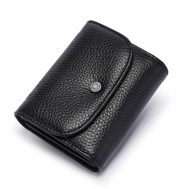 Cowhide Leather Wallets Travel Small Rfid Blocking Card
