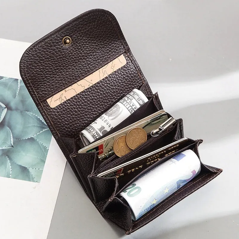 Cowhide Leather Wallets Travel Small Rfid Blocking Card