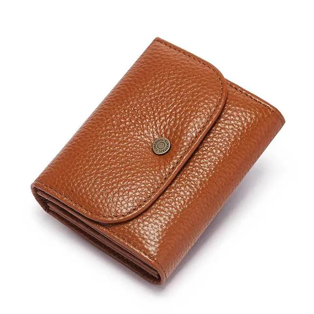 Cowhide Leather Wallets Travel Small Rfid Blocking Card