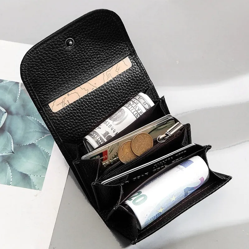 Cowhide Leather Wallets Travel Small Rfid Blocking Card