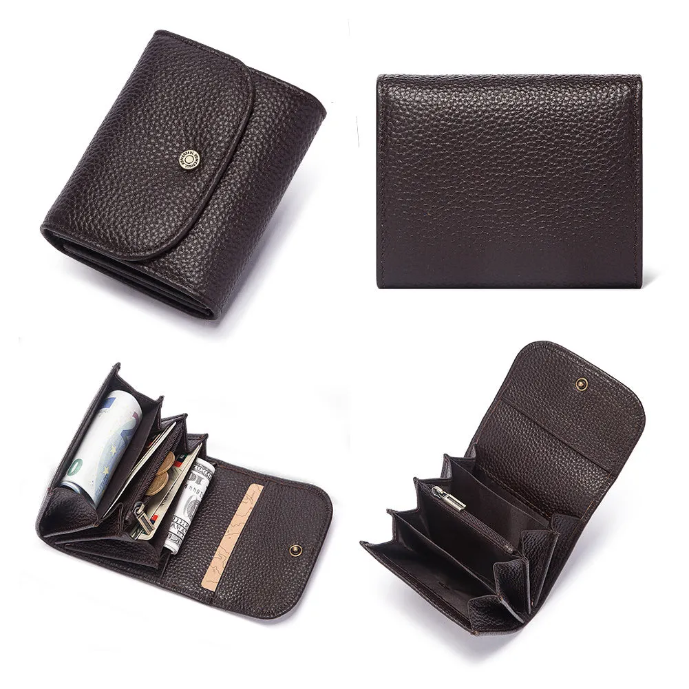 Cowhide Leather Wallets Travel Small Rfid Blocking Card