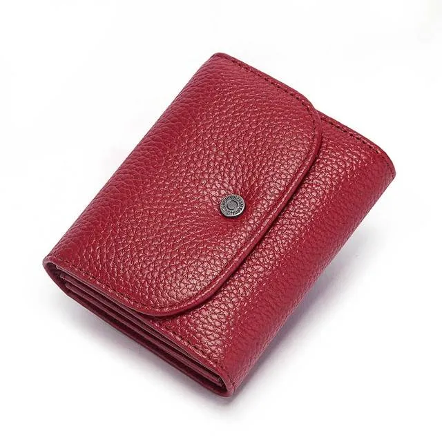 Cowhide Leather Wallets Travel Small Rfid Blocking Card