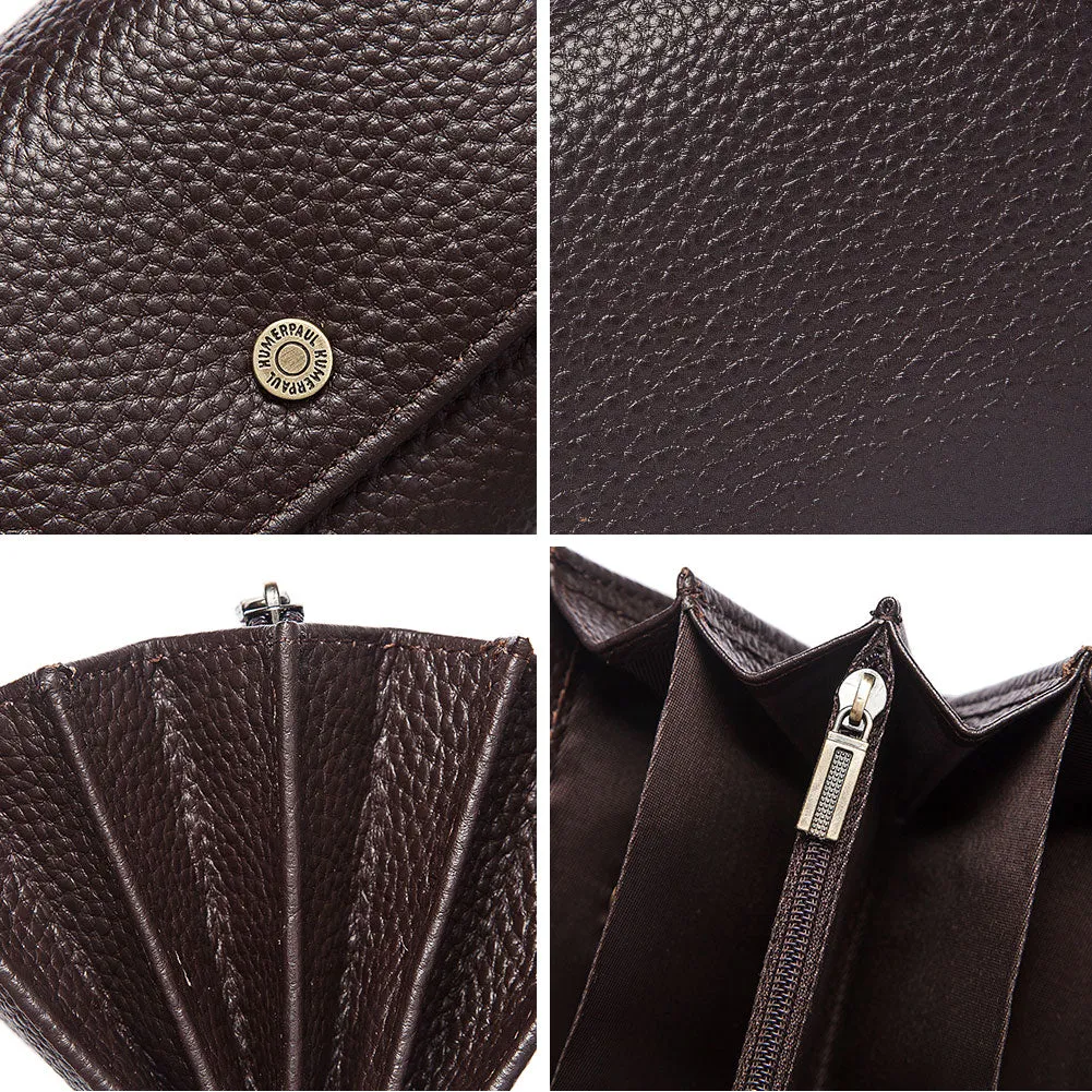 Cowhide Leather Wallets Travel Small Rfid Blocking Card
