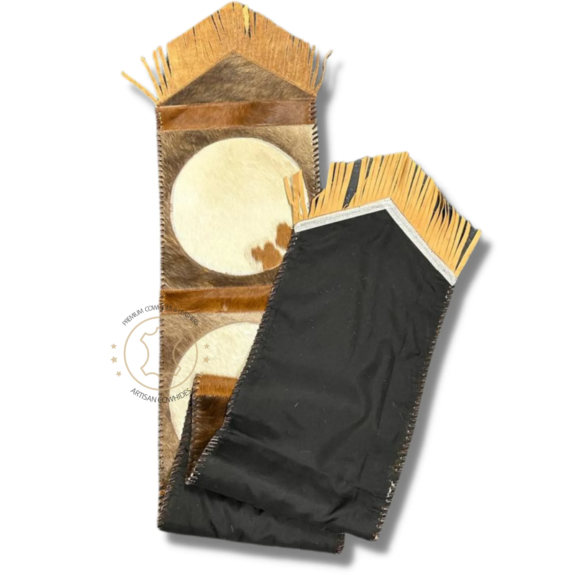 Cowhide Table Runner Solid Design 7ft long - Table Decor Runner