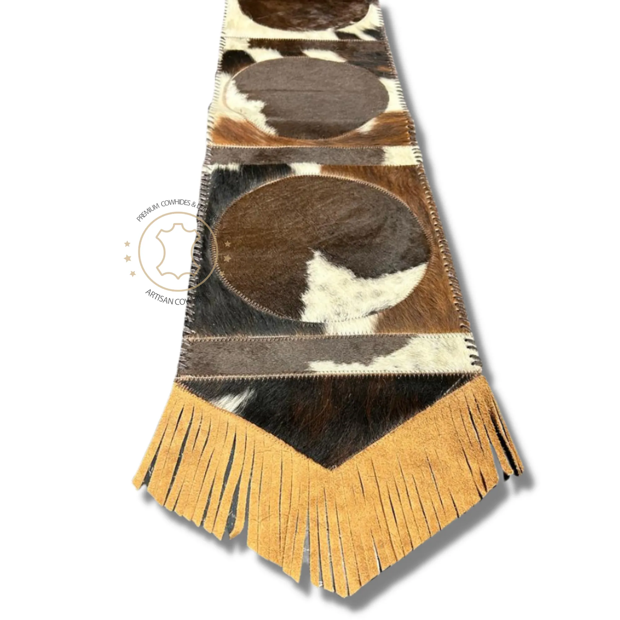 Cowhide Table Runner Solid Design 7ft long - Table Decor Runner