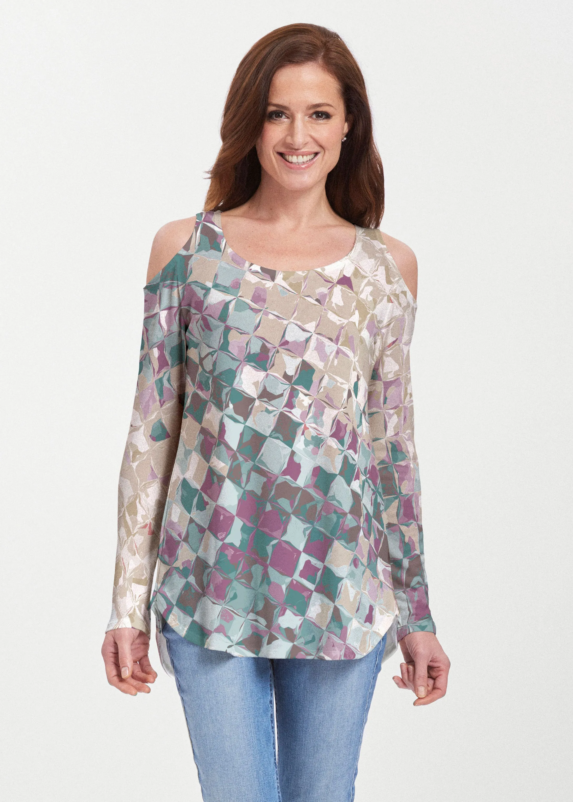Crackle Mint (2870) ~ Butterknit Cold Shoulder Tunic
