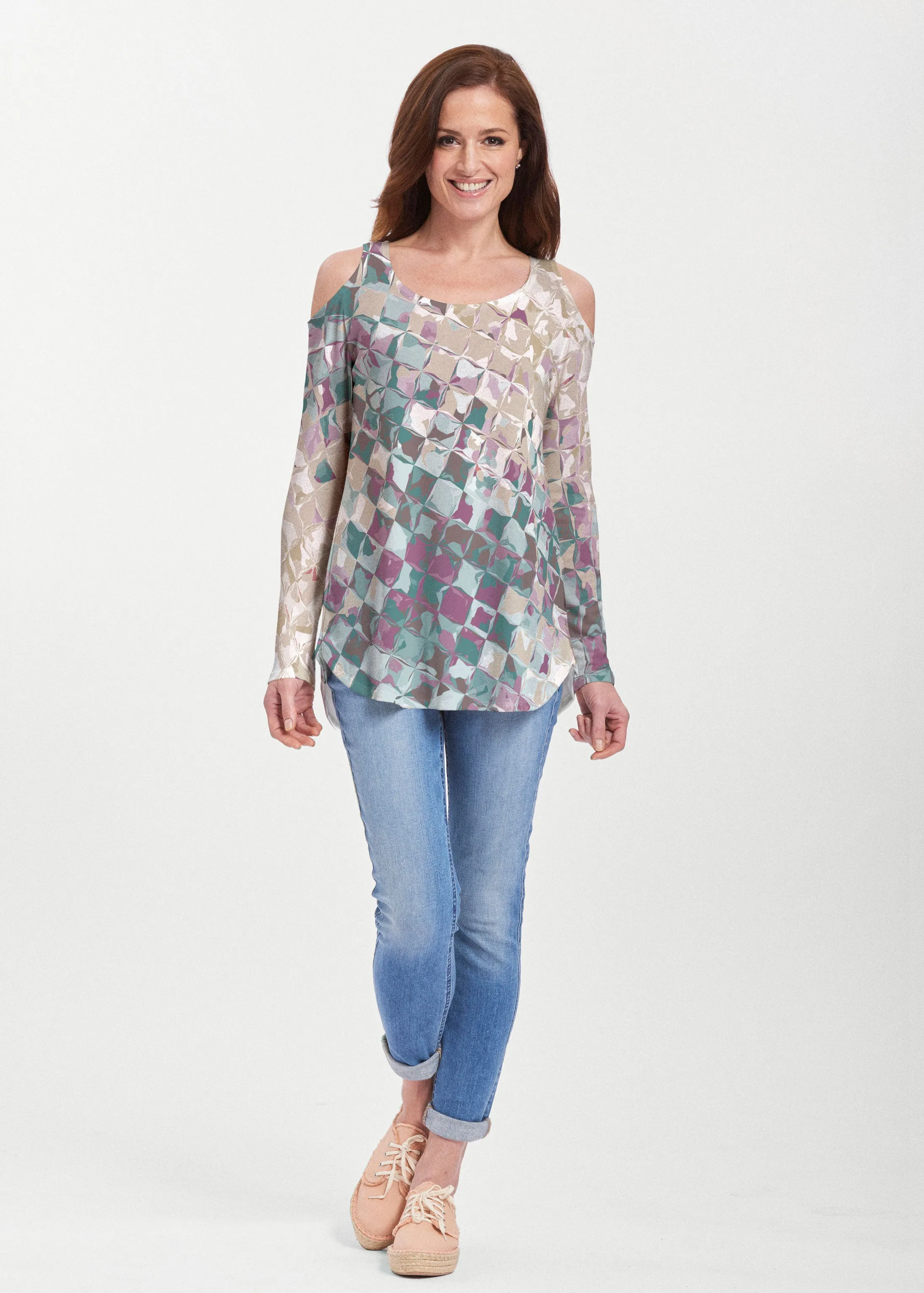 Crackle Mint (2870) ~ Butterknit Cold Shoulder Tunic