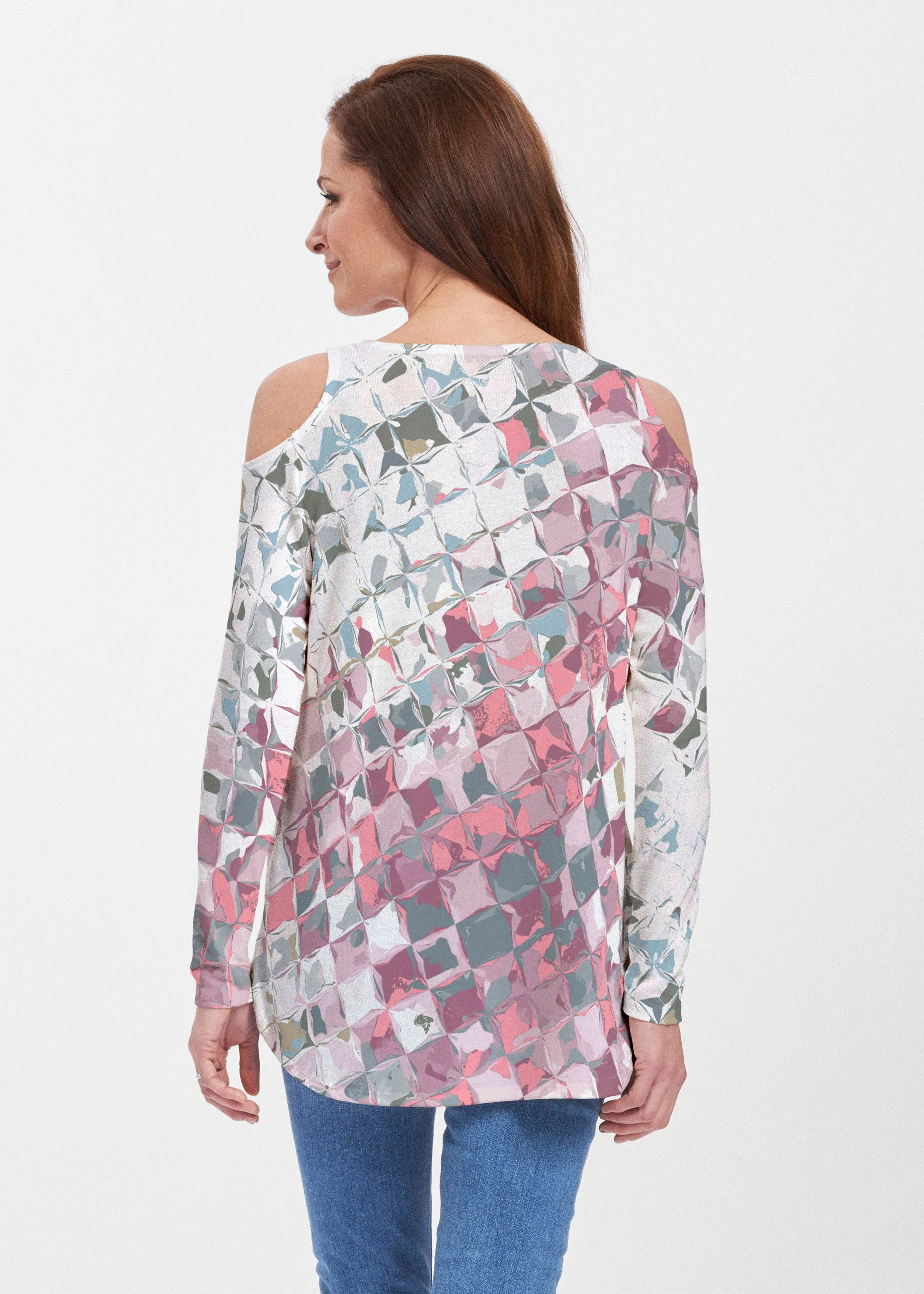Crackle Pink (2869) ~ Butterknit Cold Shoulder Tunic