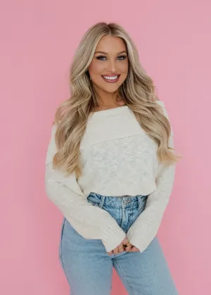 Cream Off Shoulder Sweater Top