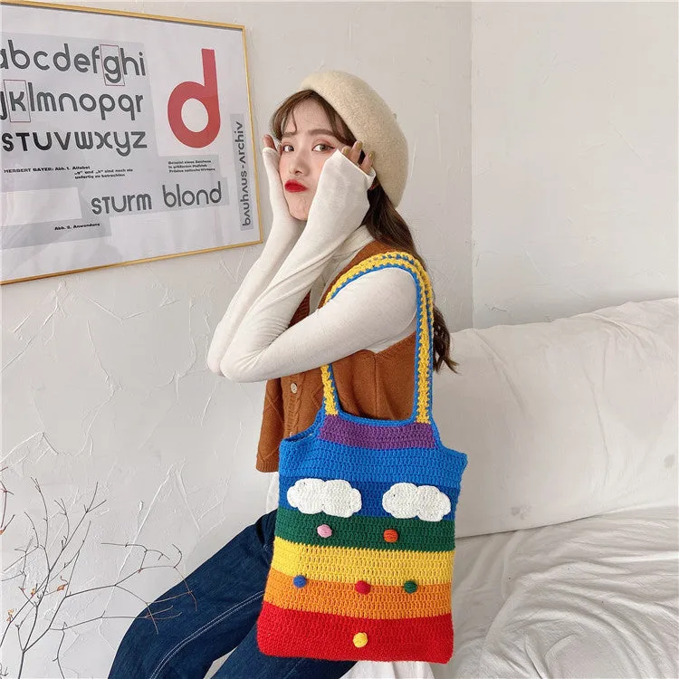 Crocheted Rainbow Tote