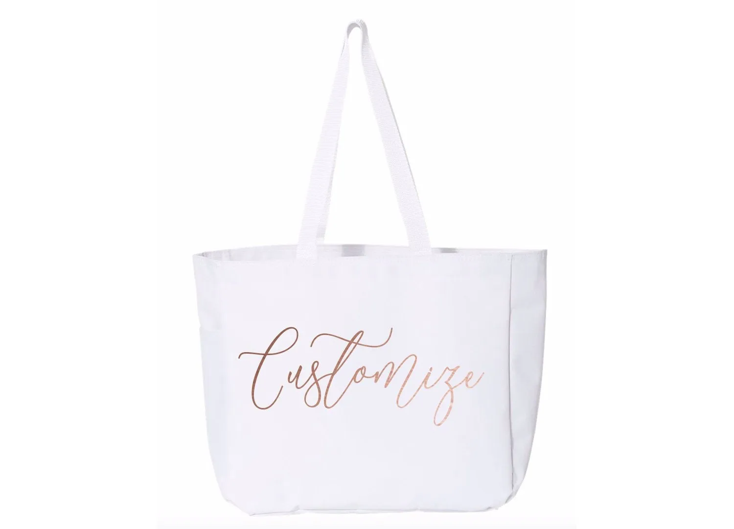 Custom Text Large Canvas Tote Bag