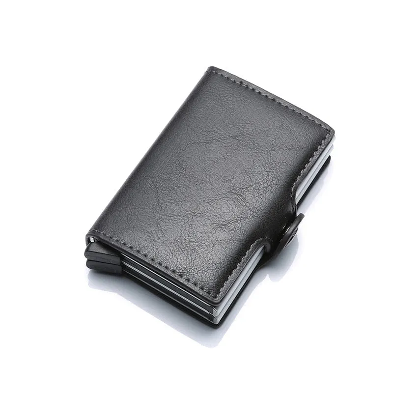 Cyflymder Men Wallets Luxury Brand Carbon Fiber Anti Rfid Credit Card Holder Mens Double Cardholder Case Wallet Metal Business Bank Creditcard Minimalist Wallet