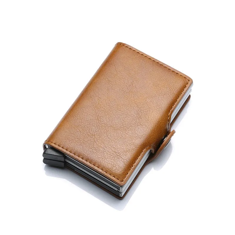 Cyflymder Men Wallets Luxury Brand Carbon Fiber Anti Rfid Credit Card Holder Mens Double Cardholder Case Wallet Metal Business Bank Creditcard Minimalist Wallet