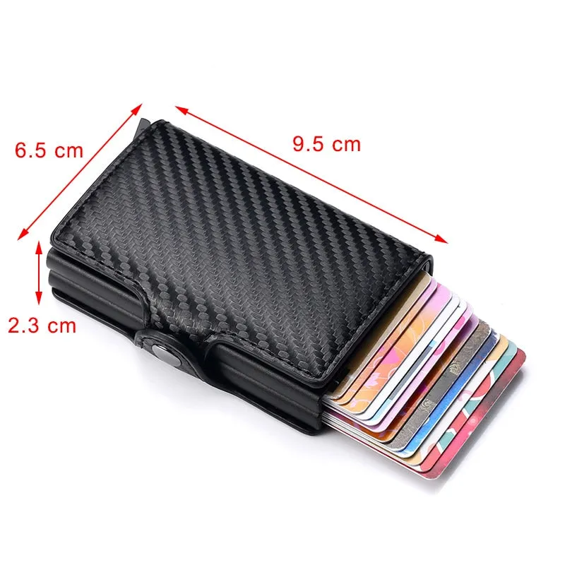 Cyflymder Men Wallets Luxury Brand Carbon Fiber Anti Rfid Credit Card Holder Mens Double Cardholder Case Wallet Metal Business Bank Creditcard Minimalist Wallet