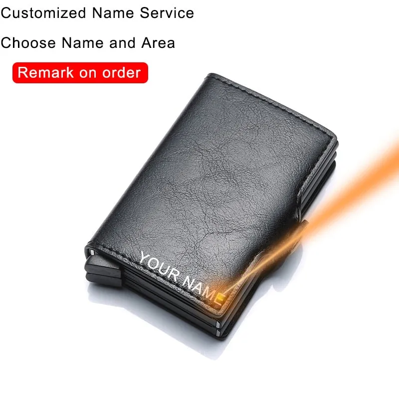 Cyflymder Men Wallets Luxury Brand Carbon Fiber Anti Rfid Credit Card Holder Mens Double Cardholder Case Wallet Metal Business Bank Creditcard Minimalist Wallet