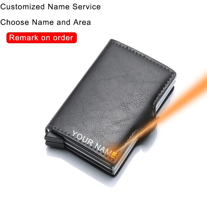 Cyflymder Men Wallets Luxury Brand Carbon Fiber Anti Rfid Credit Card Holder Mens Double Cardholder Case Wallet Metal Business Bank Creditcard Minimalist Wallet
